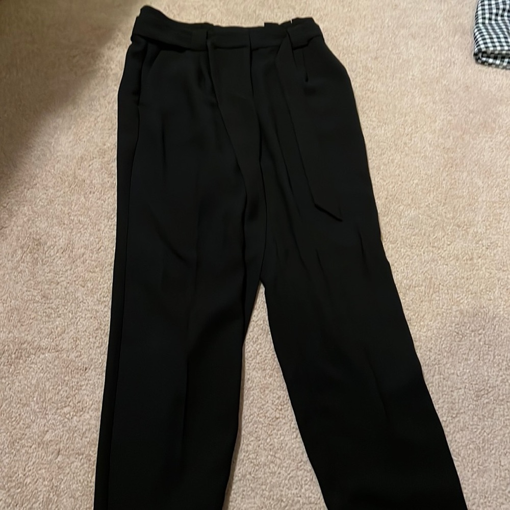 Express ankle, high-rise, straight dress pants with belt